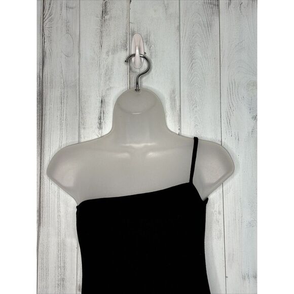 JOAH BROWN BLACK RIBBED KNIT ONE SHOULDER STRETCH MINI SIDE SLIT SLIP DRESS S/M - Picture 3 of 13